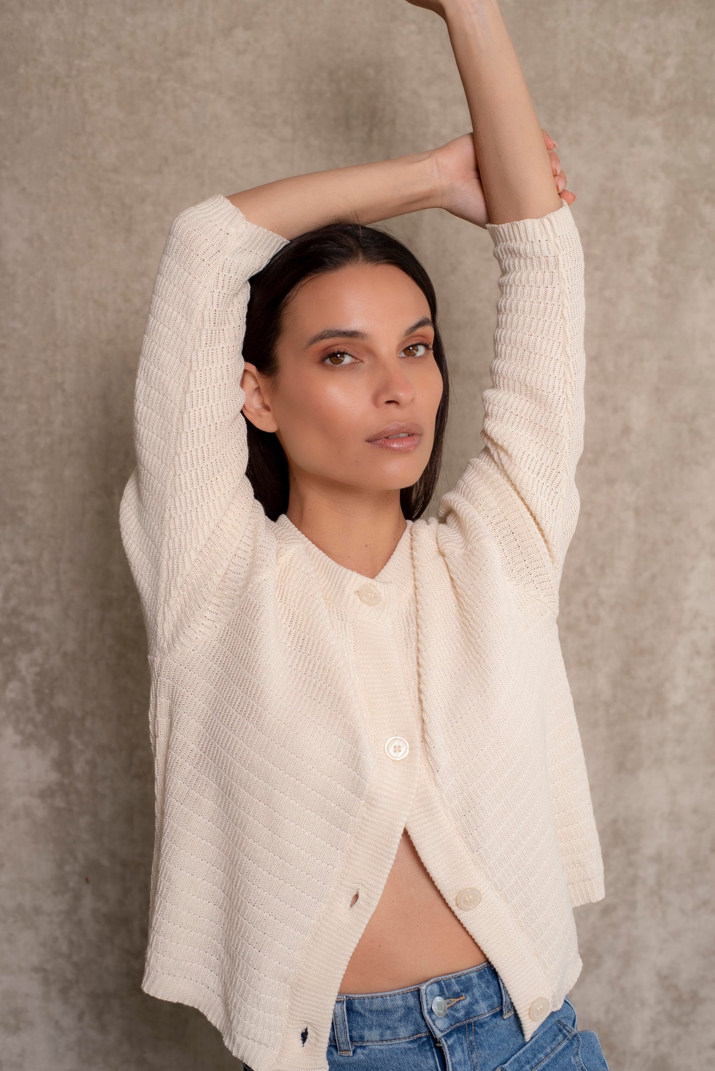 Cardigan algodón crudo