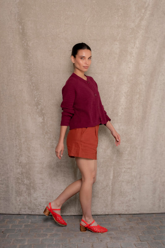 Cardigan algodón burdeo
