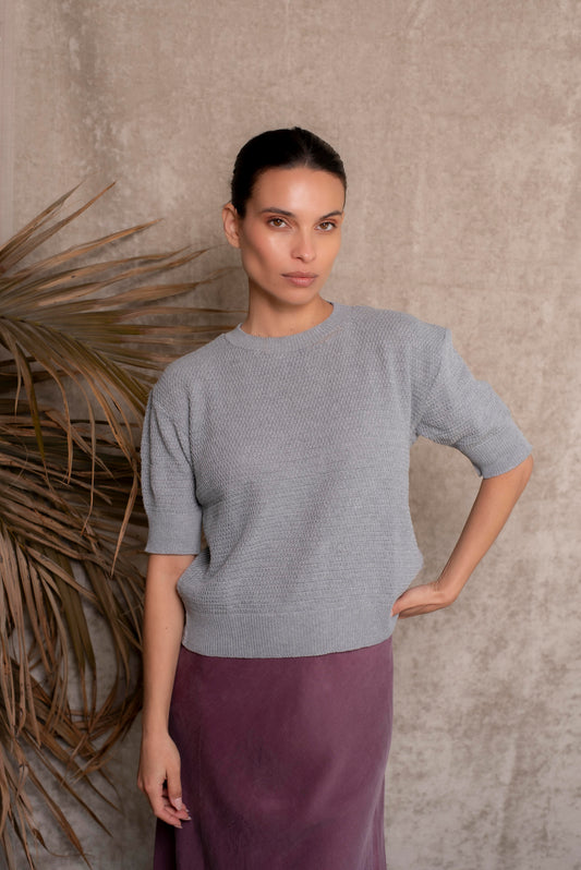 Polera manga corta gris