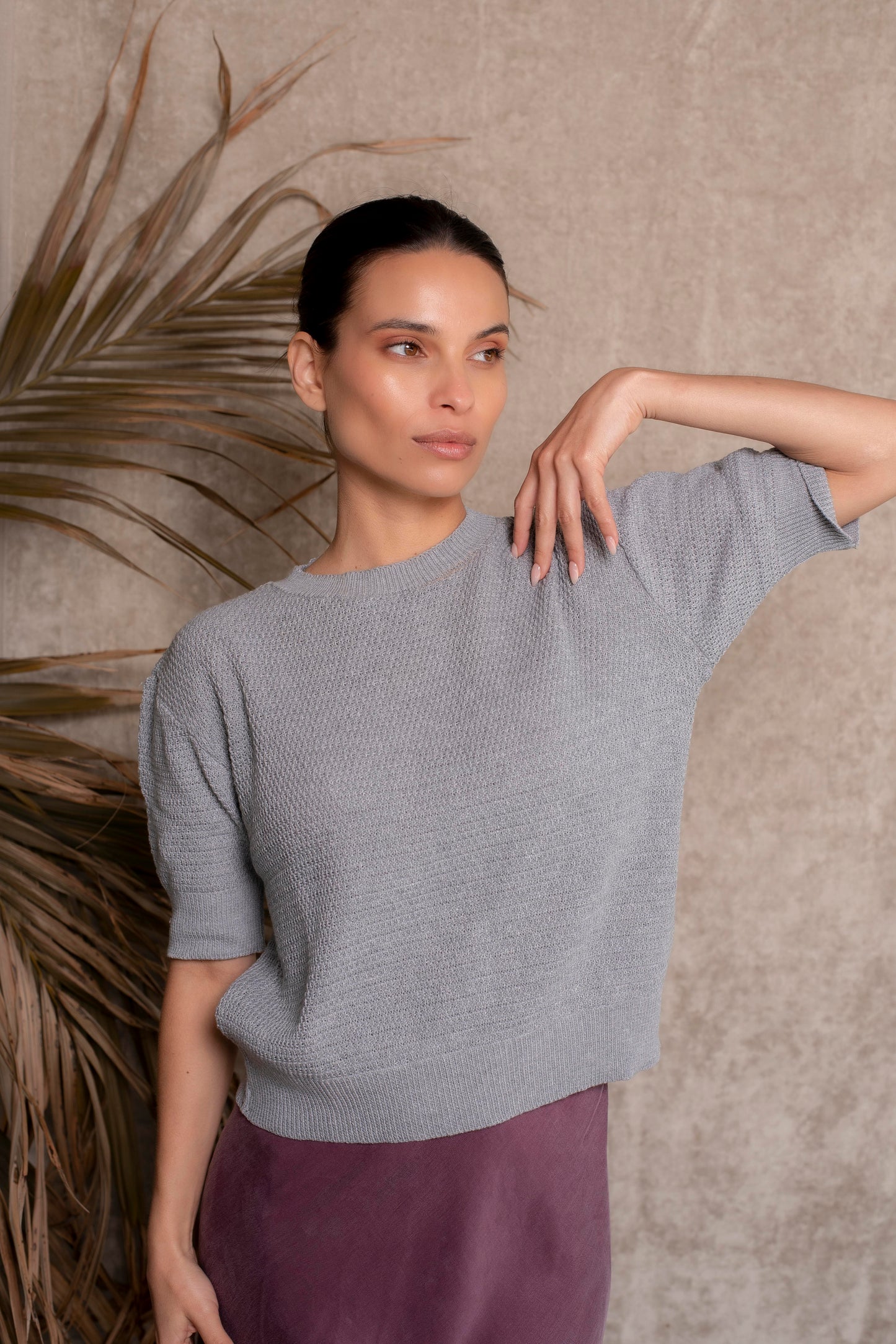 Polera manga corta gris