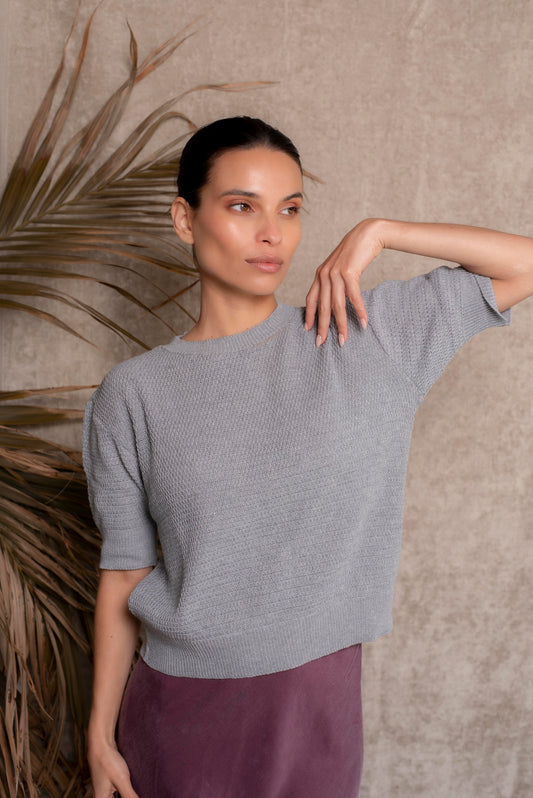 Polera manga corta gris