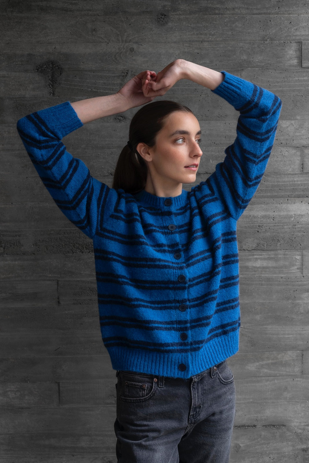 Cardigan rayas Azul cobalto