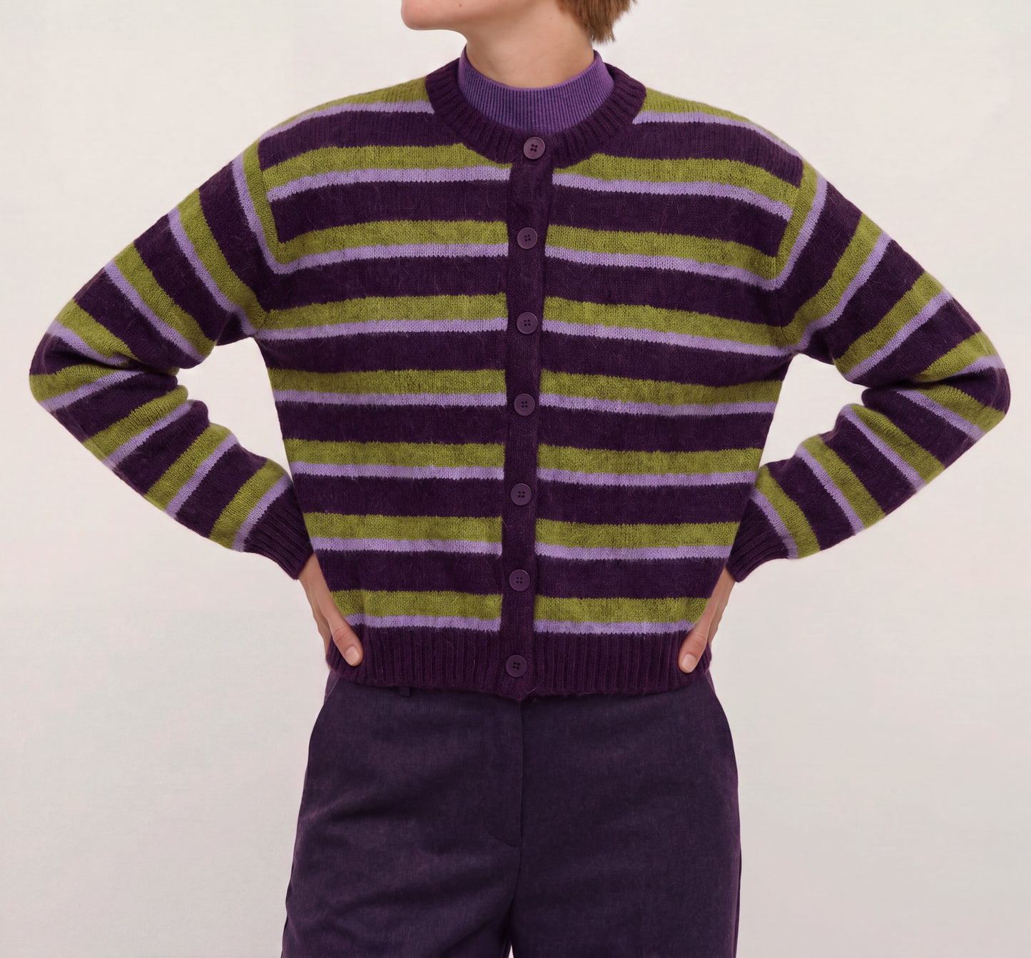 Cardigan rayas Ciruela