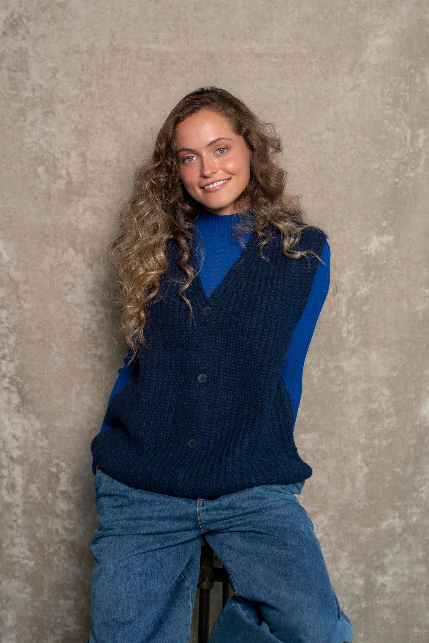 Cardigan sin mangas Azul marino