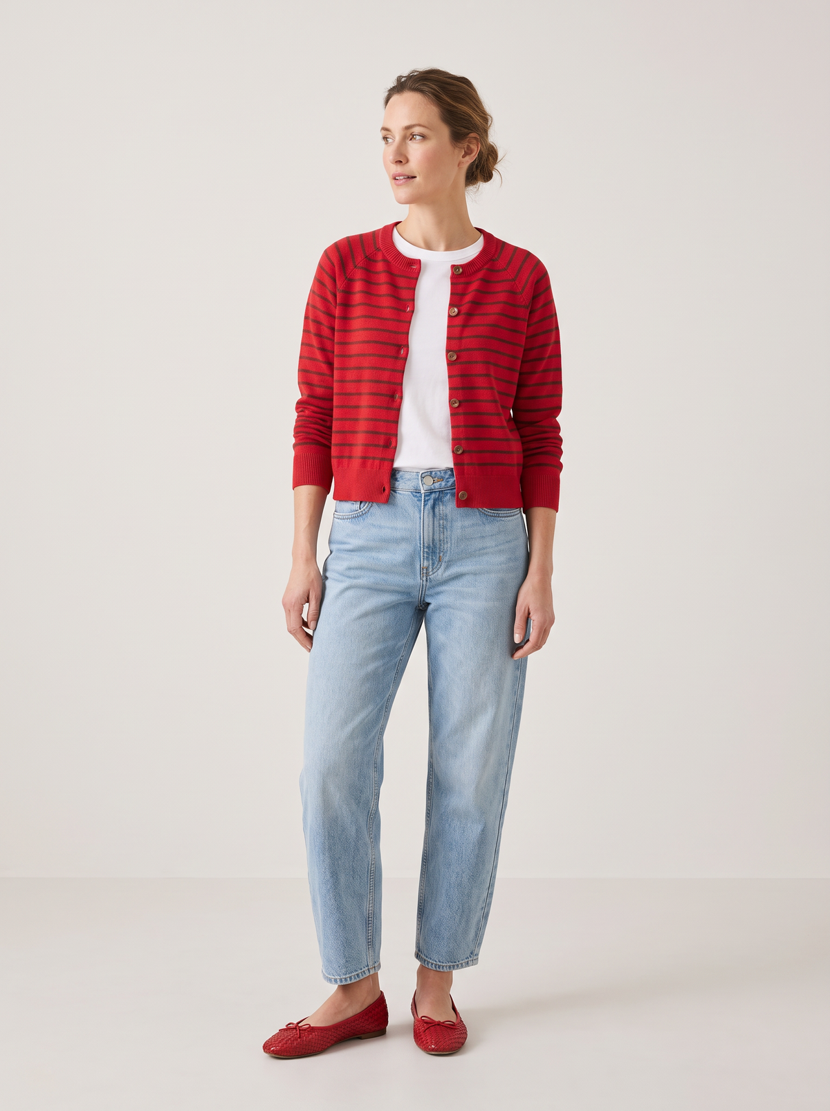 Cardigan rayas Rojo