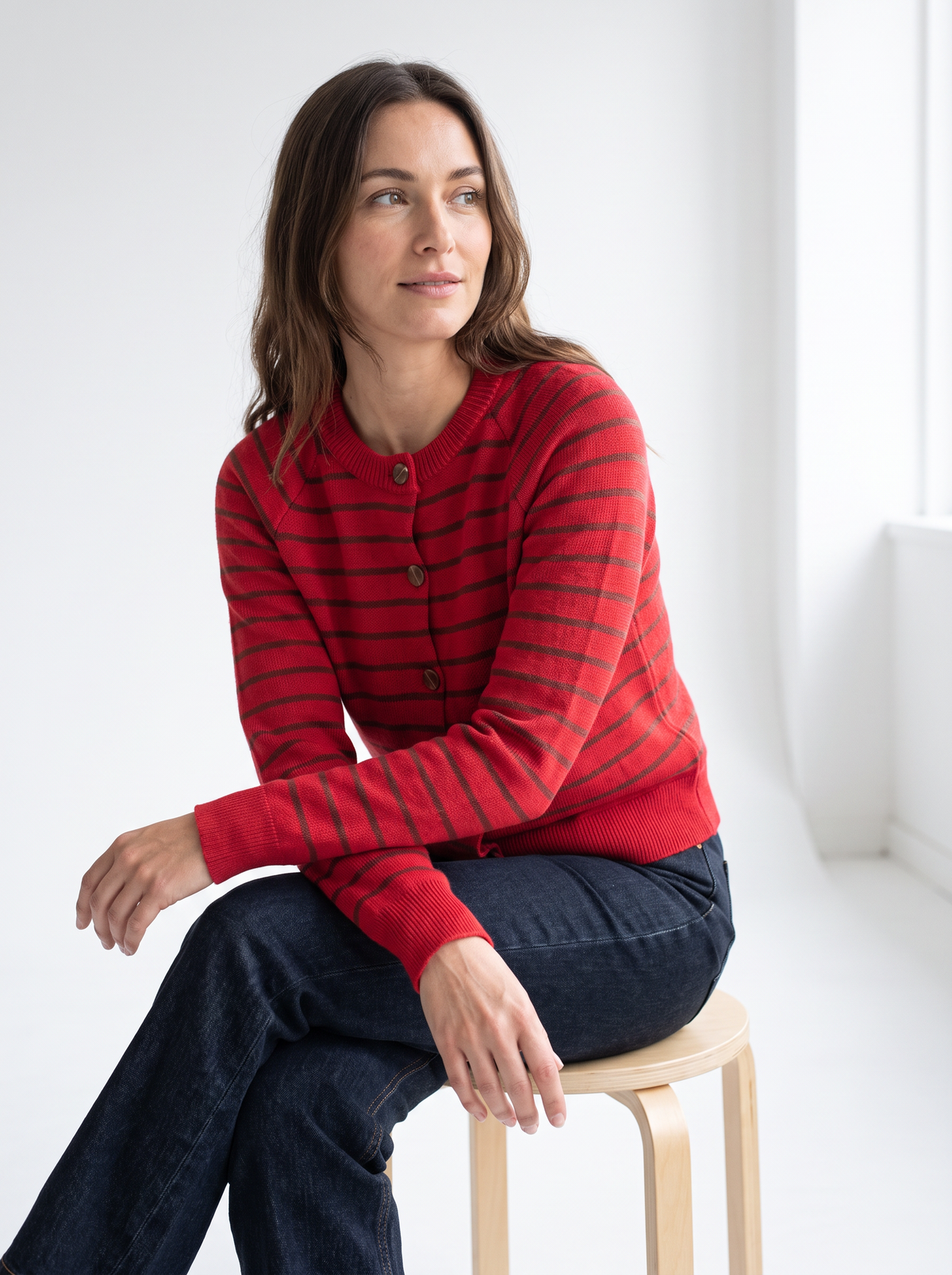 Cardigan rayas Rojo